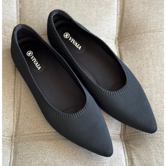 Vivaia Aria 5 Pointed Toe Flats Black Comfort Shoes 41.5, US 10 - Picture 3 of 12